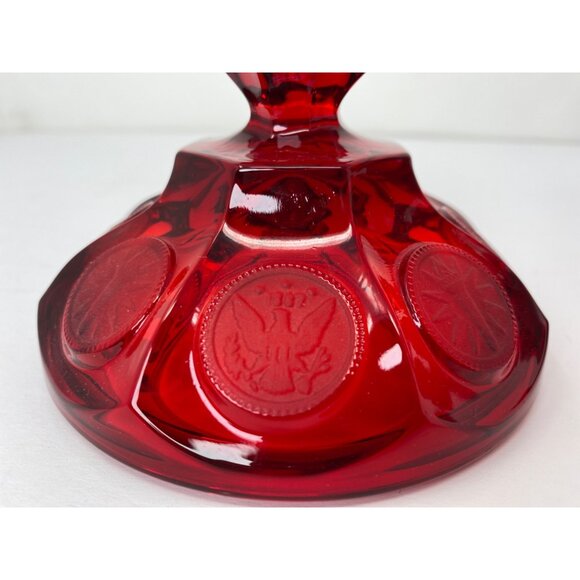 Vintage Fostoria Wedding Bowl with Lid Coin Glass Ruby Red 8 1/4" - Picture 8 of 10